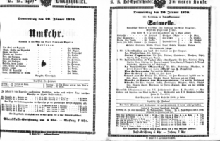 Theaterzettel (Oper und Burgtheater in Wien) 18700120 Seite: 1