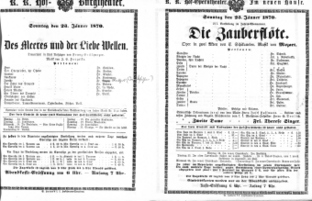 Theaterzettel (Oper und Burgtheater in Wien) 18700123 Seite: 1