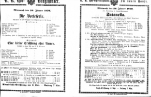 Theaterzettel (Oper und Burgtheater in Wien) 18700126 Seite: 1