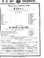 Theaterzettel (Oper und Burgtheater in Wien) 18700211 Seite: 1