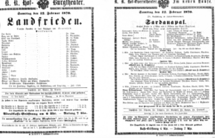 Theaterzettel (Oper und Burgtheater in Wien) 18700212 Seite: 1