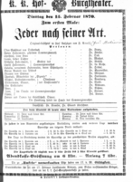 Theaterzettel (Oper und Burgtheater in Wien) 18700215 Seite: 1