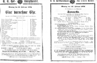 Theaterzettel (Oper und Burgtheater in Wien) 18700221 Seite: 1