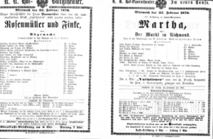 Theaterzettel (Oper und Burgtheater in Wien) 18700223 Seite: 1