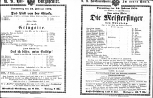 Theaterzettel (Oper und Burgtheater in Wien) 18700224 Seite: 1