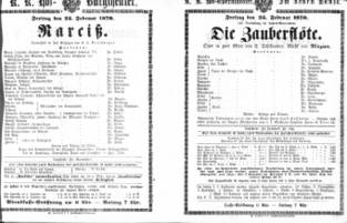 Theaterzettel (Oper und Burgtheater in Wien) 18700225 Seite: 1
