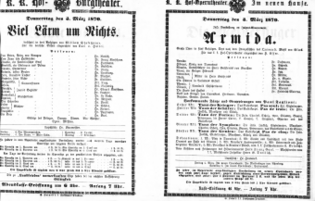 Theaterzettel (Oper und Burgtheater in Wien) 18700303 Seite: 1