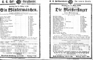 Theaterzettel (Oper und Burgtheater in Wien) 18700304 Seite: 1