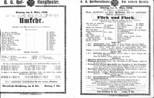 Theaterzettel (Oper und Burgtheater in Wien) 18700308 Seite: 1