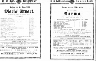 Theaterzettel (Oper und Burgtheater in Wien) 18700311 Seite: 1