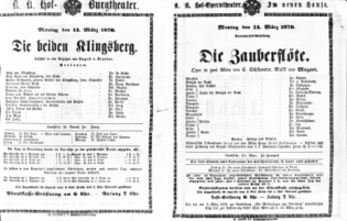 Theaterzettel (Oper und Burgtheater in Wien) 18700314 Seite: 1