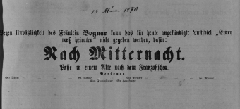 Theaterzettel (Oper und Burgtheater in Wien) 18700315 Seite: 1