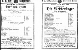 Theaterzettel (Oper und Burgtheater in Wien) 18700319 Seite: 1