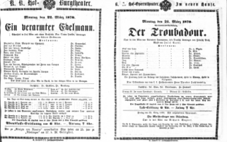 Theaterzettel (Oper und Burgtheater in Wien) 18700321 Seite: 1