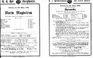Theaterzettel (Oper und Burgtheater in Wien) 18700322 Seite: 1