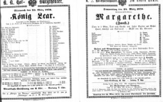 Theaterzettel (Oper und Burgtheater in Wien) 18700324 Seite: 1