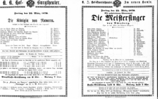 Theaterzettel (Oper und Burgtheater in Wien) 18700325 Seite: 1