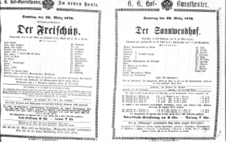 Theaterzettel (Oper und Burgtheater in Wien) 18700326 Seite: 1