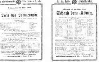 Theaterzettel (Oper und Burgtheater in Wien) 18700330 Seite: 1