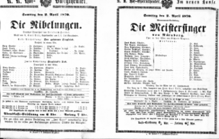 Theaterzettel (Oper und Burgtheater in Wien) 18700402 Seite: 1