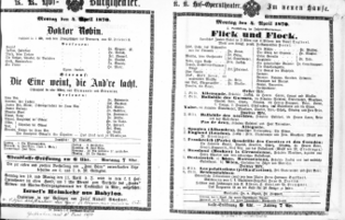 Theaterzettel (Oper und Burgtheater in Wien) 18700404 Seite: 1