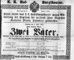 Theaterzettel (Oper und Burgtheater in Wien) 18700408 Seite: 1