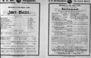 Theaterzettel (Oper und Burgtheater in Wien) 18700420 Seite: 1