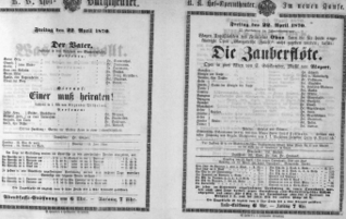 Theaterzettel (Oper und Burgtheater in Wien) 18700422 Seite: 1