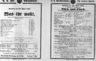 Theaterzettel (Oper und Burgtheater in Wien) 18700423 Seite: 1