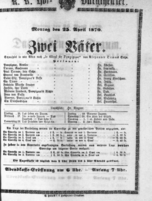 Theaterzettel (Oper und Burgtheater in Wien) 18700425 Seite: 1