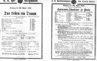 Theaterzettel (Oper und Burgtheater in Wien) 18700426 Seite: 1