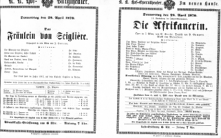 Theaterzettel (Oper und Burgtheater in Wien) 18700428 Seite: 1