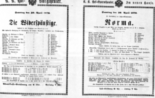 Theaterzettel (Oper und Burgtheater in Wien) 18700430 Seite: 1