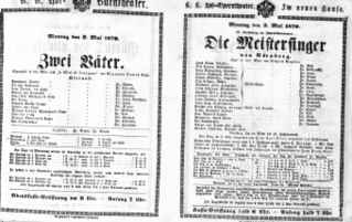 Theaterzettel (Oper und Burgtheater in Wien) 18700502 Seite: 1