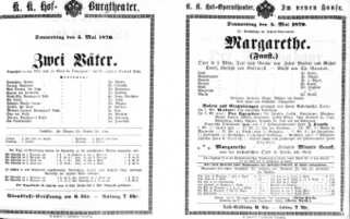 Theaterzettel (Oper und Burgtheater in Wien) 18700505 Seite: 1