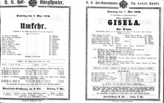 Theaterzettel (Oper und Burgtheater in Wien) 18700507 Seite: 1