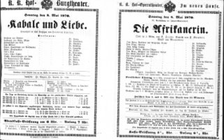 Theaterzettel (Oper und Burgtheater in Wien) 18700508 Seite: 1