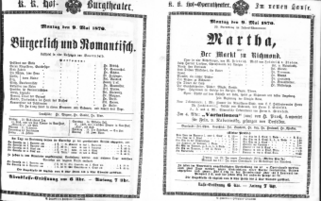 Theaterzettel (Oper und Burgtheater in Wien) 18700509 Seite: 1