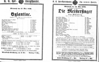 Theaterzettel (Oper und Burgtheater in Wien) 18700511 Seite: 1