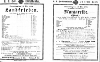 Theaterzettel (Oper und Burgtheater in Wien) 18700512 Seite: 1