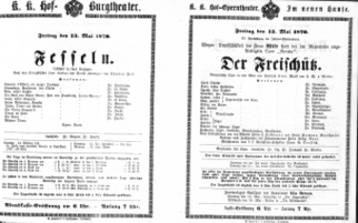 Theaterzettel (Oper und Burgtheater in Wien) 18700513 Seite: 1