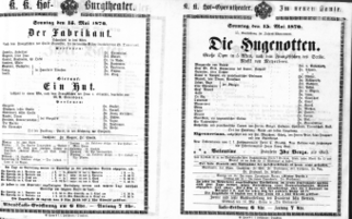 Theaterzettel (Oper und Burgtheater in Wien) 18700515 Seite: 1