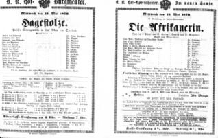 Theaterzettel (Oper und Burgtheater in Wien) 18700518 Seite: 1