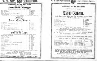 Theaterzettel (Oper und Burgtheater in Wien) 18700519 Seite: 1