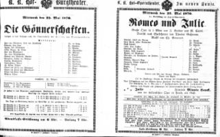 Theaterzettel (Oper und Burgtheater in Wien) 18700525 Seite: 1