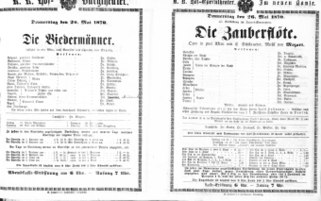 Theaterzettel (Oper und Burgtheater in Wien) 18700526 Seite: 1