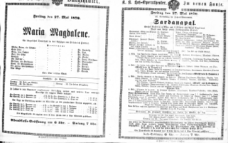 Theaterzettel (Oper und Burgtheater in Wien) 18700527 Seite: 1
