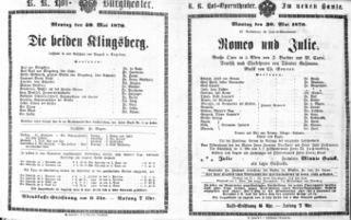 Theaterzettel (Oper und Burgtheater in Wien) 18700530 Seite: 1