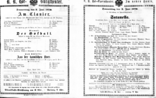 Theaterzettel (Oper und Burgtheater in Wien) 18700602 Seite: 1