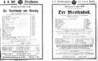 Theaterzettel (Oper und Burgtheater in Wien) 18700603 Seite: 1